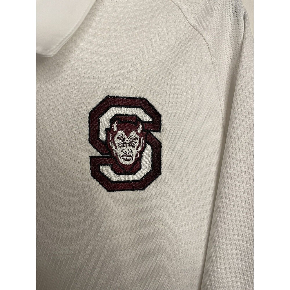 Nike DriFit Polo Shirt Mens Medium White Polyester College Sport Devil Football - Picture 3 of 4